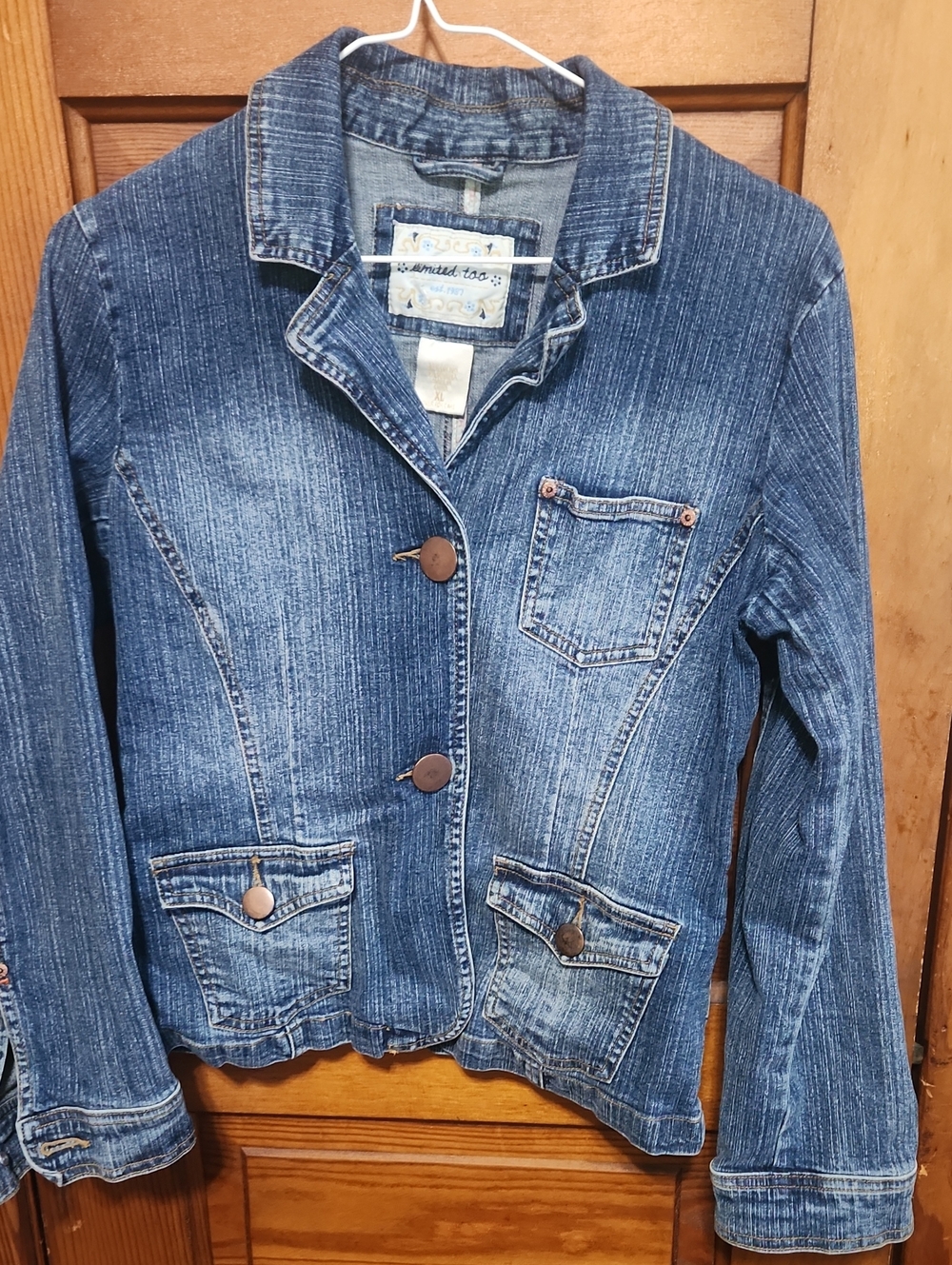 Limited Too Distressed Blue Denim Button Jacket